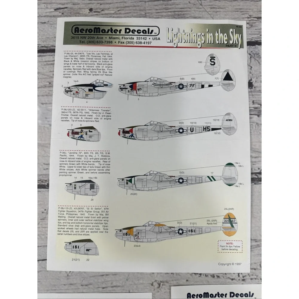 AeroMaster 1/48 LIGHTNINGS IN THE SKY PART II Decal 48-350 New